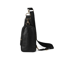 Woven PU Crossbody Sling Bag with Adjustable Strap
