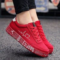 Love Print Canvas Shoes Women Men Flats Lace-up Casual Shoes Lover Sports Shoes Valentines Day
