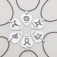 Zodiac Guitar Pick Leather Cord Necklace
