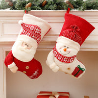 Red White Knitted Christmas Stocking Santa Claus Snowman