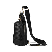 Woven PU Crossbody Sling Bag with Adjustable Strap
