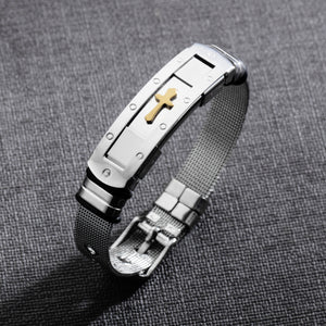 Bracelet à breloques croix Bible en acier inoxydable pour hommes, bracelets de montre réglables, bijoux chrétiens 
