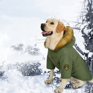Winter Army Down Jacket for Medium and Large Dogs