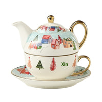 Gift Box British Teapot Gold-plated Coffee Set Ceramic Tea Set Christmas Gift
