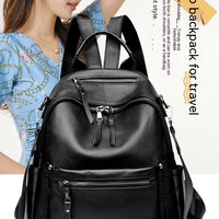 Top Layer Cowhide Backpack Girl Travel Large Capacity Schoolbag College Style Fashion All-matching