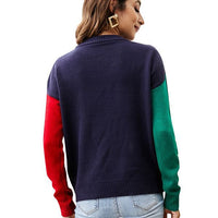 Suéteres de punto con copos de nieve y árbol de Navidad para mujer, jersey bordado de manga larga con cuello redondo, prendas de punto, Tops de invierno