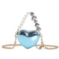 Mini Love-shape Pearls Handbag Fashion Cute Chain Lipstick Bag Women's Bright Candy Color Shoulder Messenger Bag

