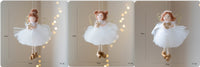 Christmas White Tulle Skirt Golden Wings Angel Girl Pendant
