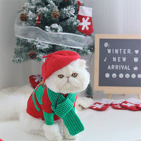 Christmas Knitted Sweater Scarf Hat For Pet Dog
