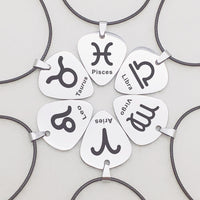 Zodiac Guitar Pick Leather Cord Necklace
