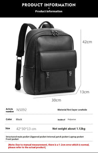 Large Capacity Business Travel Men's Leather Backpack