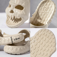 Zapatillas de Halloween con diseño de calavera para baño, zapatillas divertidas para interiores y exteriores, zapatos de playa
