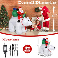 6ft 15W 7pcs LED Lights Santa Claus Rides Polar Bear Garden Santa Claus Decoration
