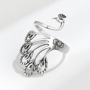 Retro Sterling Silver Peacock Ring