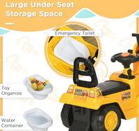 3-in-1 Ride On Excavator Digger Scooter & Pulling Cart, Construction Pretend Play Toy For Kids
