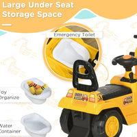 3-in-1 Ride On Excavator Digger Scooter & Pulling Cart, Construction Pretend Play Toy For Kids
