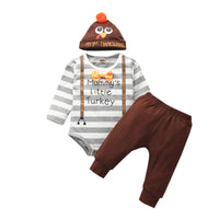 Children's Thanksgiving Turkey Fur Ball Cotton Three-piece Set
