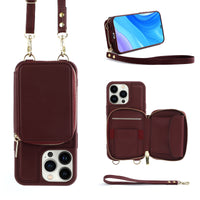 Crossbody Zipper Wallet Protective Leather iPhone Case