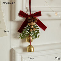 Christmas Little Bell Shape Velvet Bow Small Hanging Ornament
