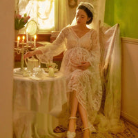 Photography Beautiful Retro Oil Painting Style Lace Pregnant Mom Big Belly Clothing
