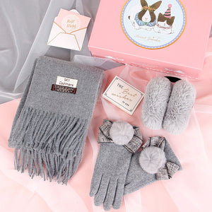 Autumn And Winter Scarf Gloves Two-Piece Gift Box Sets