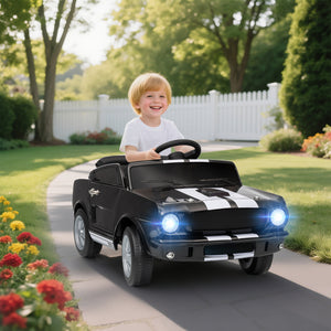 Ride On Car With Remote Control, Adjustable Speed, MP3, Smooth Start, LED Lights, Black
