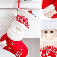 Red White Knitted Christmas Stocking Santa Claus Snowman
