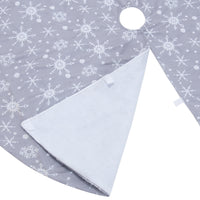 Gray Background White Snowflake Tree Skirt