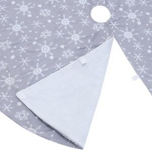 Gray Background White Snowflake Tree Skirt