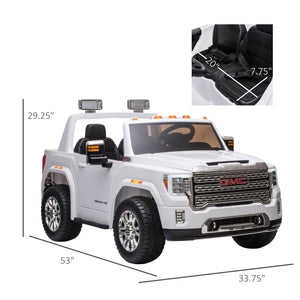 12V Battery Kids GMC Sierra HD Ride On Toy With Remote Control, Bright Headlights & Working Suspension - White