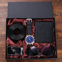 Fashion Creative Personality Watch Glasses Belt Wallet Set Gift Box
