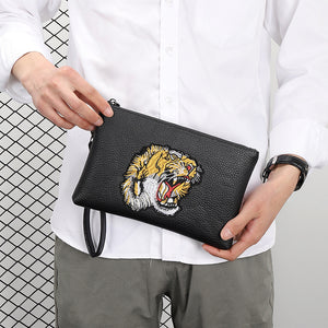 Tiger Head Embroidered Clutch
