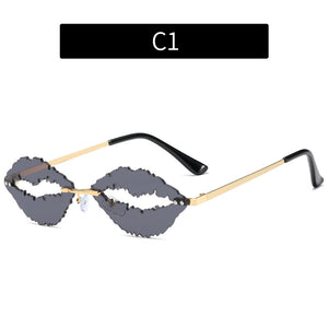 Lips Style Sunglasses Women Rimless Sun Galsses Trending Metal Eyewear Oculos Fashion Gradient Gafas Vintage Retro Shades GB5343