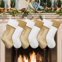 White Gold Velvet Christmas Stockings
