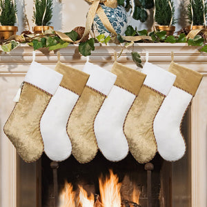 White Gold Velvet Christmas Stockings