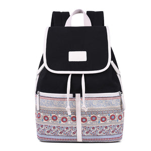 College style women's canvas retro backpack