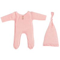 Newborn Photography Knitted Jumpsuit Long Tail Hat Two-piece Set
