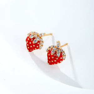 Simple And Cute Strawberry Fruit Stud Earrings