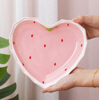 Ceramic Strawberry Heart Shaped Bowl
