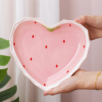 Ceramic Strawberry Heart Shaped Bowl