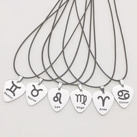 Zodiac Guitar Pick Leather Cord Necklace