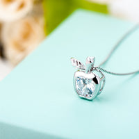 Sterling Silver and Gem Stone Apple Pendant Necklace
