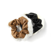 Faux Leather and Fur Scrunchie Set (2 Pcs)
