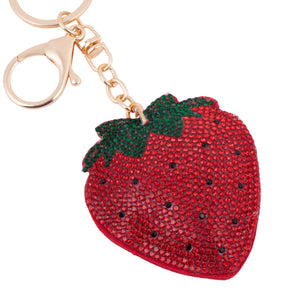 Porte-clés fraise en cristal Bling-31147SI-G