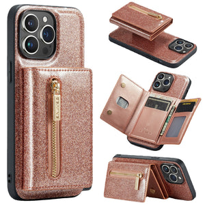 Magnetic Wallet Glitter Leather Protective iPhone Case