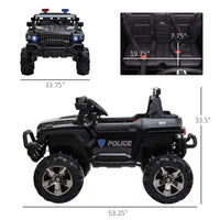 12V Electric Police Ride-on Toy For Kids LED Lights MP3 Parental Remote Black
