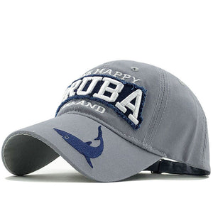 Gorra de béisbol con bordado de tiburón y letras, lengua de pato