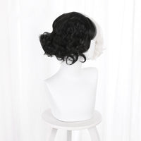 Black And White Witch Center Point Bangs Cos Short Curly Wig
