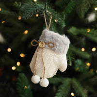 White Plush Fabric Pendant Gloves Sled Creative Christmas Tree Ornaments

