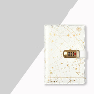 Password Book Diary With Lock Fingerprint Simple Literary Retro Constellation Notebook